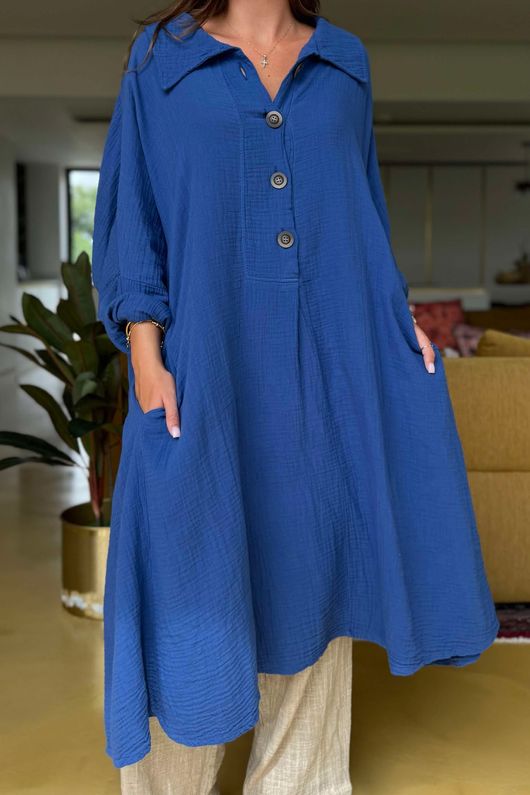 Made in Italy Paulo Pillow Cotton Sailor Dress Lapis Blue /9 =